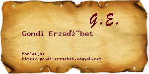 Gondi Erzsébet névjegykártya